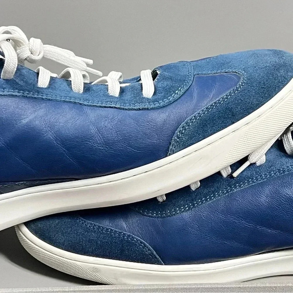 Louis Vuitton Blue Leather and Suede Low Top Sneakers Size US MENS12 - Picture 3 of 13